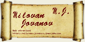 Milovan Jovanov vizit kartica